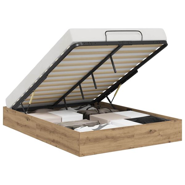 vidaXL Estructura de Cama Ottoman Roble Artesanal 140 x 200 cm