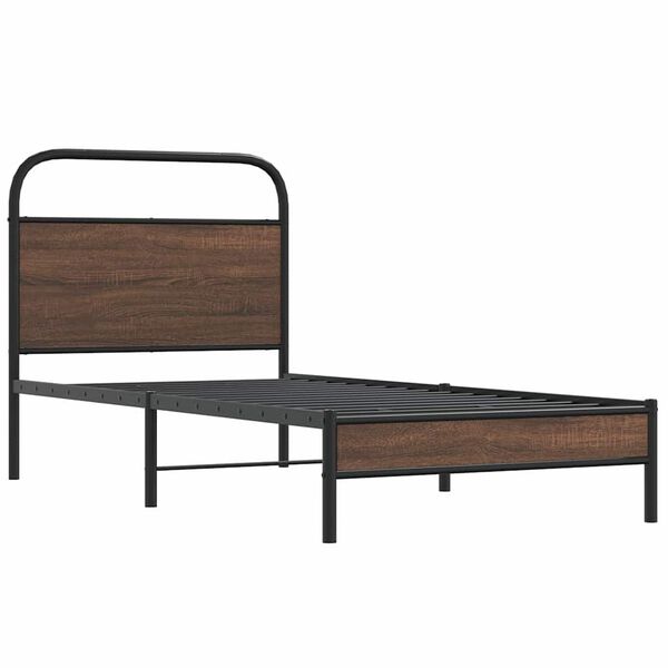 vidaXL Estructura de cama sin colch&oacute;n 100x200 cm madera marr&oacute;n roble