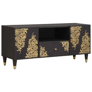 vidaXL Mueble de TV Negro 105 x 33 x 46 cm Madera de mango maciza