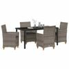 vidaXL Conjunto de Comedor de Jard&iacute;n 5 pcs Gris rat&aacute;n sint&eacute;tico