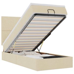 vidaXL Estructura de cama otomana con colch&oacute;n tela crema 80x200cm