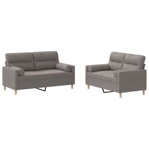 vidaXL Juego de sof&aacute;s con cojines 2 piezas tela gris taupe