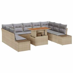vidaXL Conjunto de sof&aacute;s de jard&iacute;n 10 uds. Beige y gris