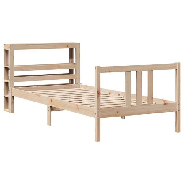 vidaXL Estructura de cama con cabecero madera maciza pino 75x190 cm