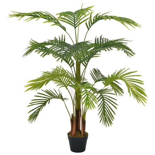vidaXL Planta artificial palmera con macetero 120 cm verde