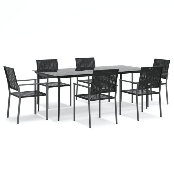 vidaXL Juego de comedor para jard&iacute;n 7 piezas rat&aacute;n sint&eacute;tico y acero
