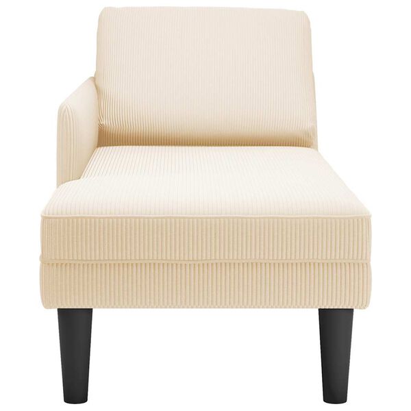 vidaXL Chaise longue con coj&iacute;n de tela de pana crema
