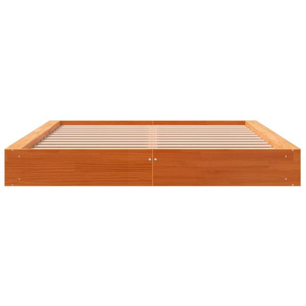 vidaXL Cama sin colch&oacute;n madera maciza de pino marr&oacute;n cera 160x200 cm