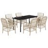 vidaXL Set comedor de jard&iacute;n 7 pzas con cojines rat&aacute;n sint&eacute;tico beige
