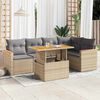 vidaXL Set sof&aacute;s jard&iacute;n y cojines 6 pzas rat&aacute;n sint&eacute;tico acacia beige