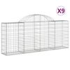 vidaXL Cestas de gaviones 9 uds forma de arco hierro 200x30x80/100 cm