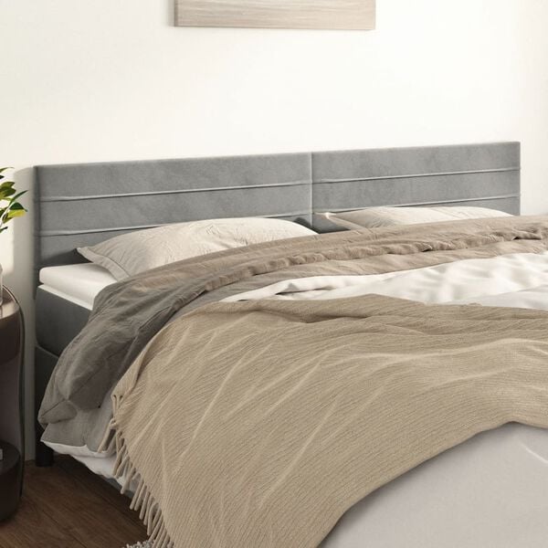 vidaXL Cabeceros terciopelo gris claro 160x5x78/88 cm