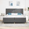 vidaXL Cama Box Spring LED con colch&oacute;n Gris oscuro 200 x 200 cm tela