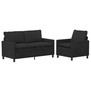 vidaXL Juego de Sof&aacute; 2 uds. Negro Terciopelo