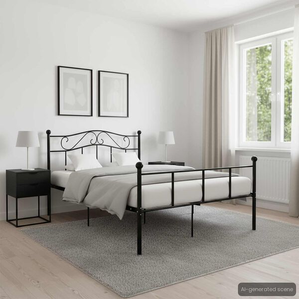 vidaXL Estructura de cama sin colchón metal negro 140x200 cm