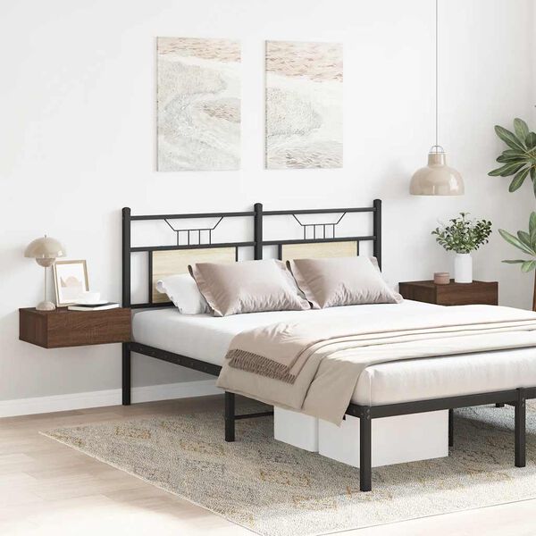 vidaXL Mesita de noche flotante 2 uds madera roble marr&oacute;n 40x30x15cm