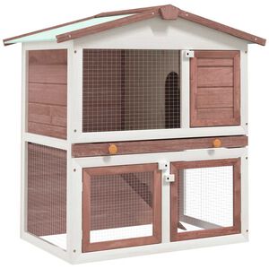vidaXL Jaula conejera con 3 puertas madera marr&oacute;n