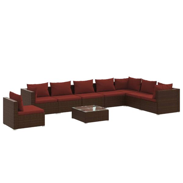 vidaXL Set muebles de jardín 9 piezas y cojines ratán sintético marrón