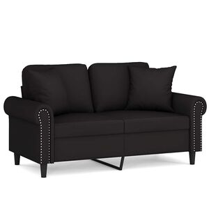 vidaXL Sof&aacute; de 2 plazas con cojines terciopelo negro 120 cm