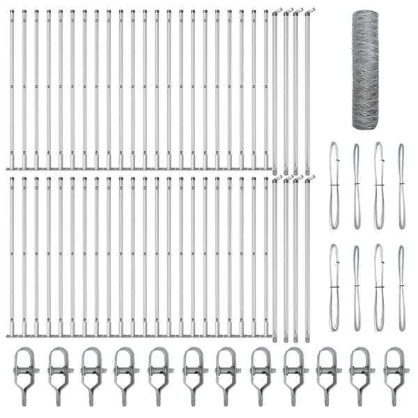 vidaXL Poste de Valla Plateado 100 x 0,5 m (malla de 50 mm) Acero