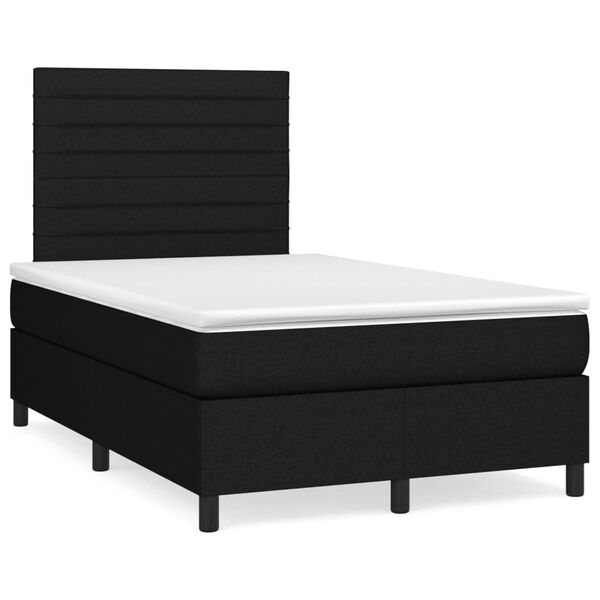 vidaXL Cama box spring con colch&oacute;n y luces LED tela negro 120x190 cm