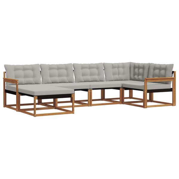 vidaXL Conjunto de sof&aacute;s de exterior 6 pcs Gris Natural y Claro