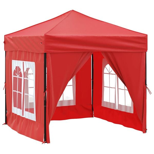 vidaXL Carpa para fiestas plegable con paredes laterales rojo 2x2 m