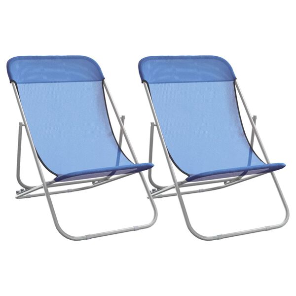 vidaXL Sillas de playa plegables 2 uds textilene acero recubierto azul