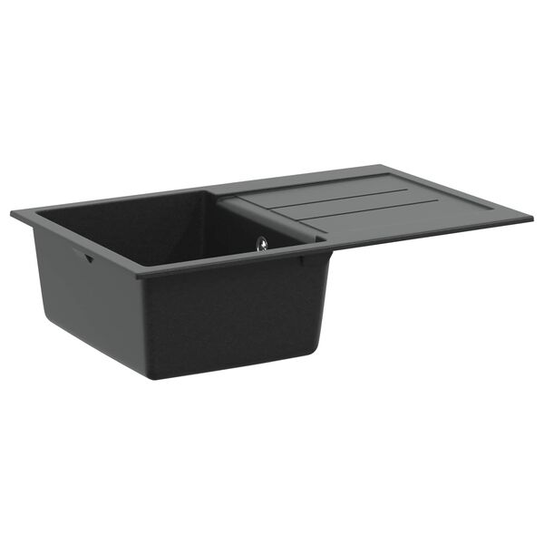 vidaXL Lavabo Negro 780 x 500 mm 80% Cuarzo y 20% Resina