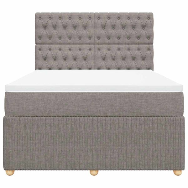 vidaXL Cama box spring con colch&oacute;n tela gris taupe 160x200 cm