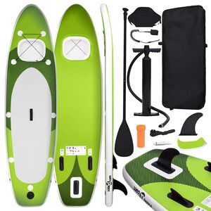 vidaXL Juego de tabla paddle surf inflable verde 300x76x10 cm