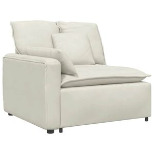 vidaXL M&oacute;dulo de reposabrazos para sof&aacute; modular con cojines, color crema, 100 cm
