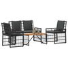 vidaXL Juego de muebles de exterior 4 pcs Negro y Gris oscuro
