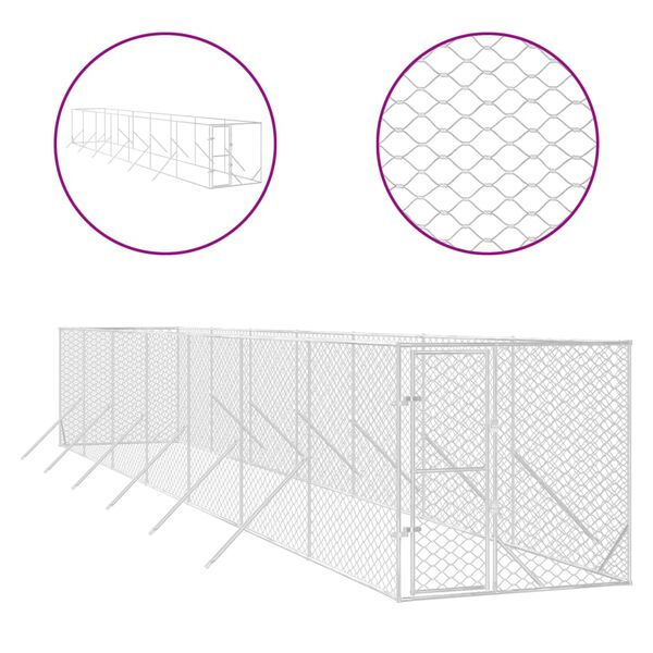 vidaXL Perrera de exterior acero galvanizado plateado 2x14x2 m