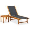 vidaXL Tumbona con mesita de madera maciza de acacia y textilene