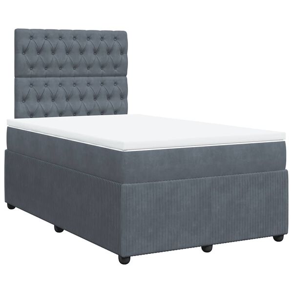 vidaXL Cama box spring con colch&oacute;n terciopelo gris oscuro 120x200 cm