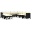 vidaXL Set de muebles de jard&iacute;n 9 pzas y cojines rat&aacute;n sint&eacute;tico negro