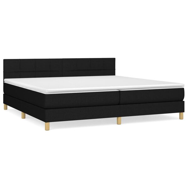 vidaXL Cama box spring con colch&oacute;n tela negro 200x200 cm