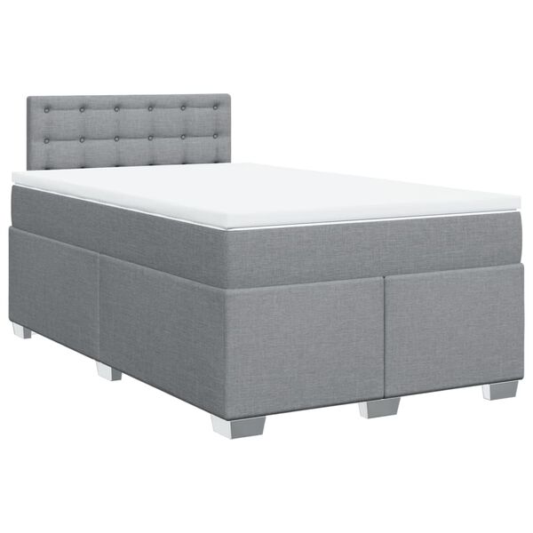 vidaXL Cama box spring con colch&oacute;n tela gris claro 120x200 cm