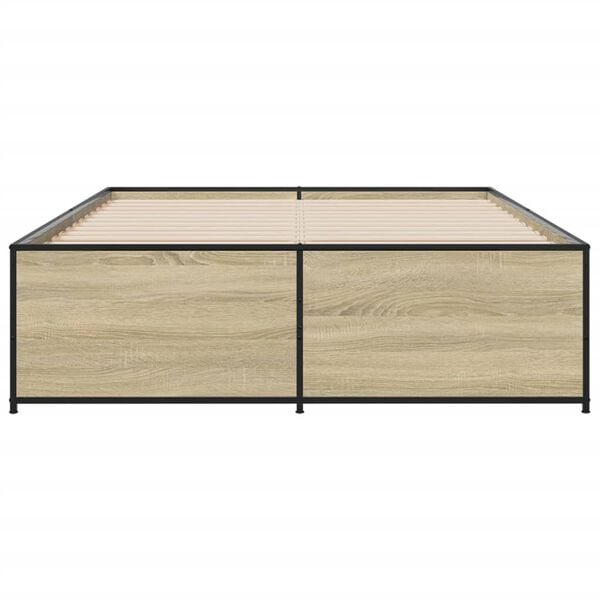 vidaXL Estructura cama madera ingenier&iacute;a metal roble Sonoma 140x190 cm