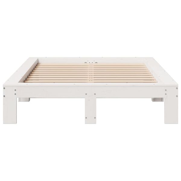 vidaXL Estructura de cama sin colch&oacute;n madera de pino blanca 120x200 cm