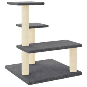 vidaXL Rascador para gatos con postes de sisal gris oscuro 61 cm