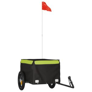 vidaXL Remolque para bicicleta hierro negro y verde 30 kg