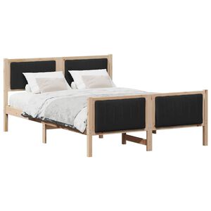 vidaXL Estructura de cama con cabecera Marr&oacute;n y negro 135 x 190 cm