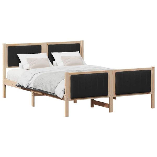 vidaXL Estructura de cama con cabecera Marr&oacute;n y negro 135 x 190 cm