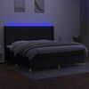 vidaXL Cama box spring colch&oacute;n y luces LED tela negro 200x200 cm