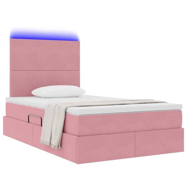 vidaXL Cama con almacenamiento y LED Rosa 120 x 200 cm Terciopelo