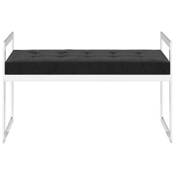 vidaXL Banco de terciopelo y acero inoxidable negro 97 cm