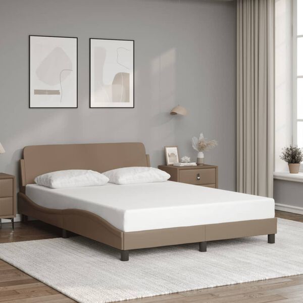 vidaXL Estructura de cama Dover cuero sint&eacute;tico capuchino 140x190cm