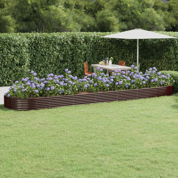 vidaXL Jardinera arriate acero galvanizado marr&oacute;n 600x140x36cm